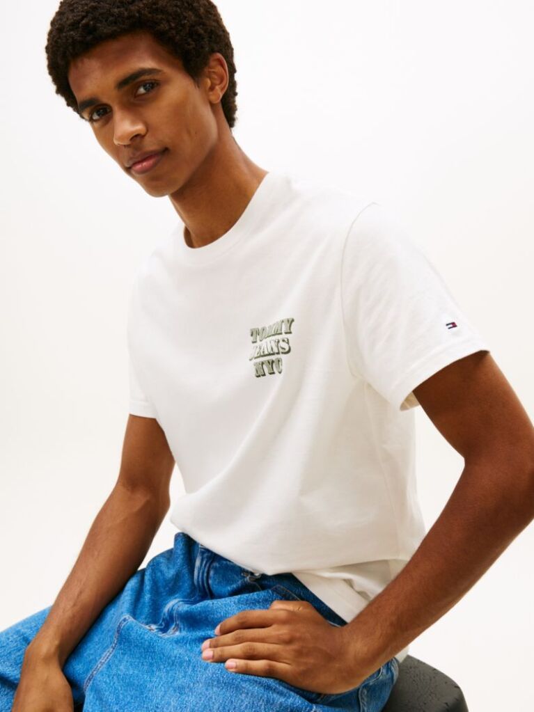 Μπεζ Slim T-Shirt Με Varsity Λογότυπο  Άνδρες