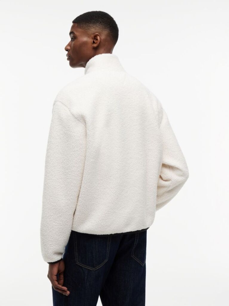 Beige Badge Teddy Relaxed Zip-Thru Sweatshirt  Men