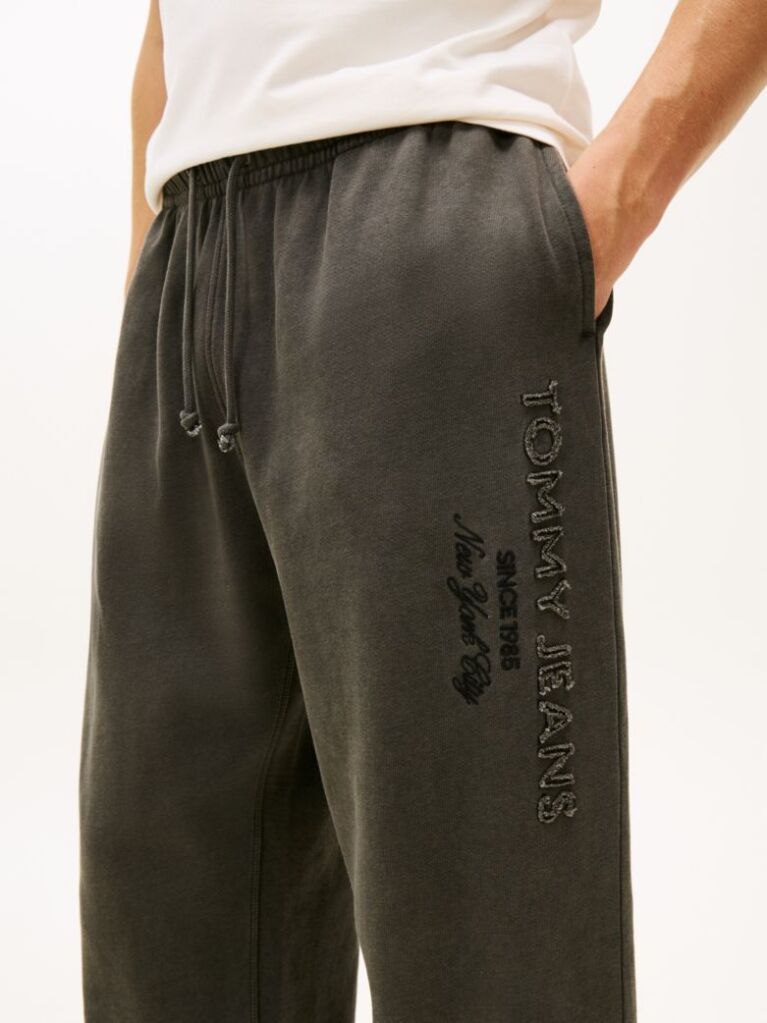 Black Classic Washed Tonal Logo Relaxed Joggers  Men