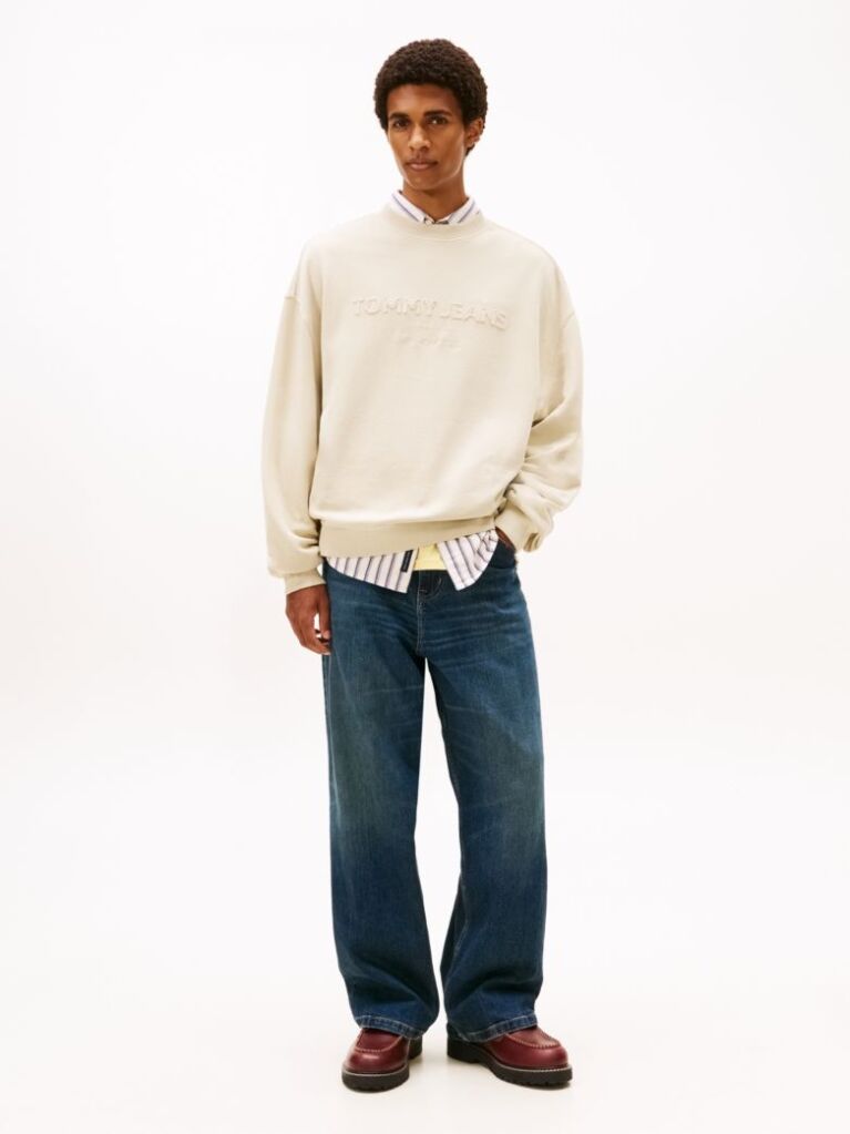 Beige Classic '90s Tonal Logo Washed Sweatshirt  Men