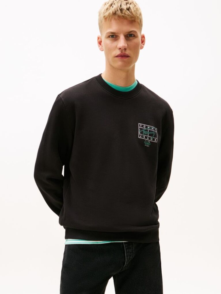 Black Regular Logo Back Graphic Sweatshirt  Men