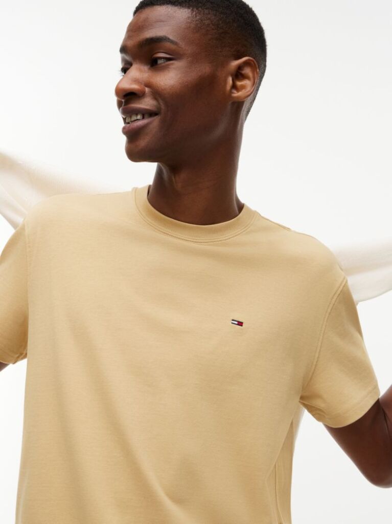 Μπεζ T-Shirt Με Κλασική Λαιμόκοψη Και Σημαία Tommy  Άνδρες