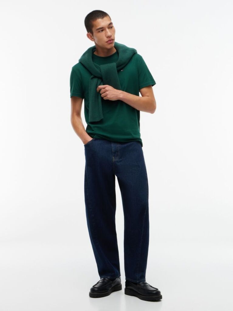 Green Tommy Flag Crew Neck T-Shirt  Men