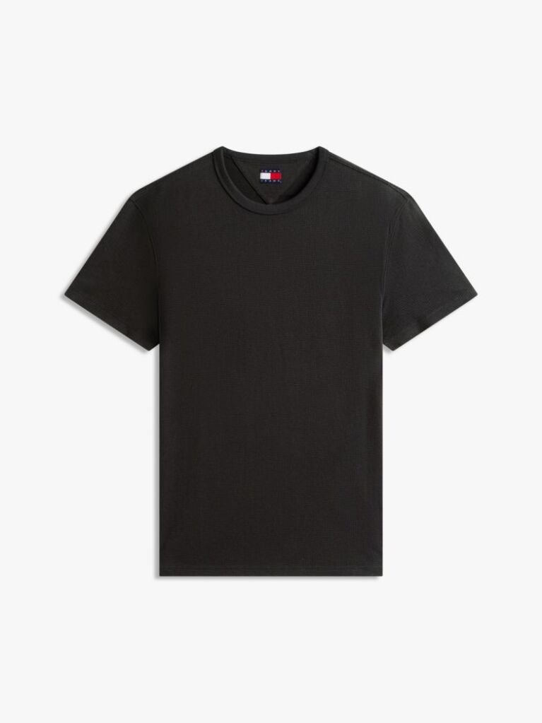 Black Logo Slim Waffle Knit T-Shirt  Men