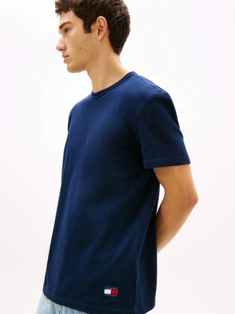 Blue Logo Slim Waffle Knit T-Shirt  Men