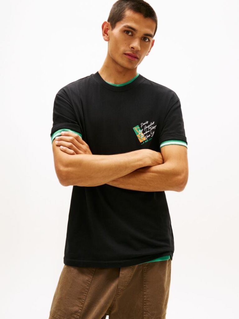 Μαύρο Βαμβακερό T-Shirt Με Signature Πίσω Λογότυπο  Άνδρες