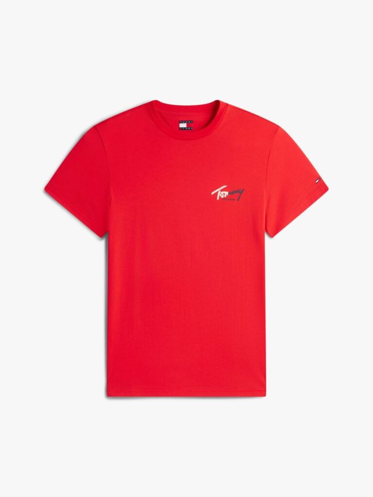 Κόκκινο Slim Βαμβακερό T-Shirt Με Signature Λογότυπο  Άνδρες