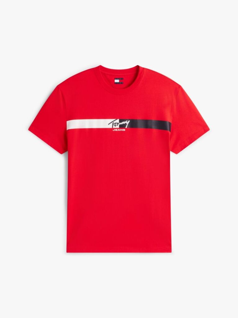 Κόκκινο Βαμβακερό T-Shirt Με Signature Λογότυπο  Άνδρες