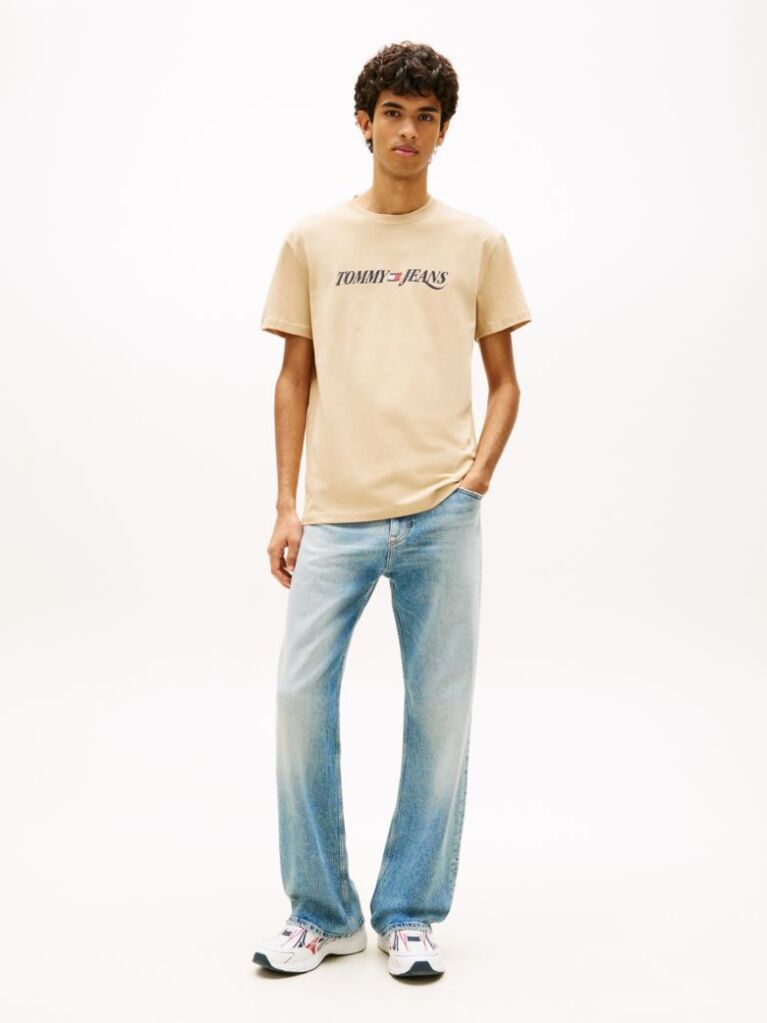 Beige Logo Crew Neck Jersey T-Shirt  Men