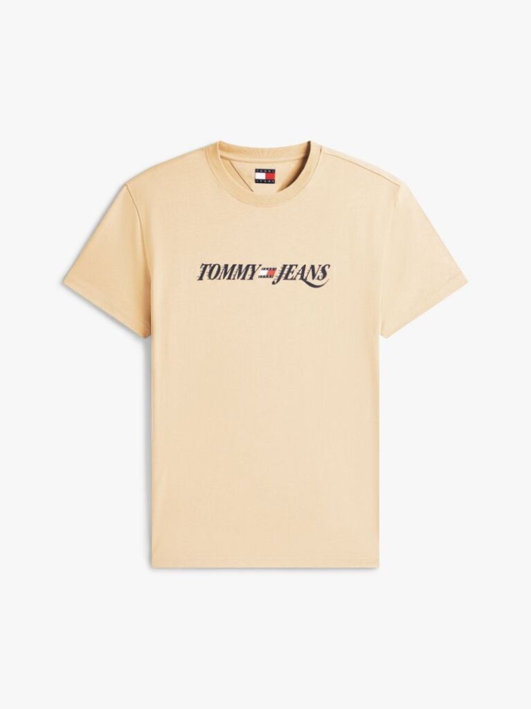 Beige Logo Crew Neck Jersey T-Shirt  Men