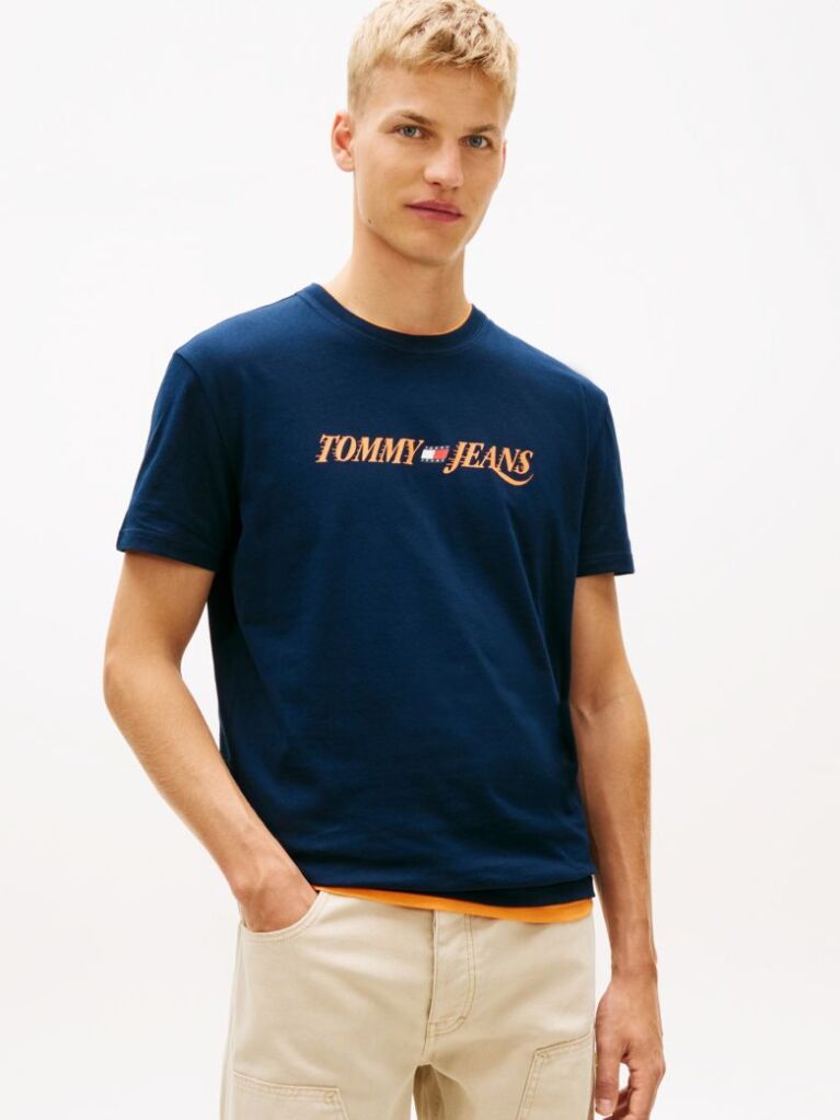Blue Logo Crew Neck Jersey T-Shirt  Men
