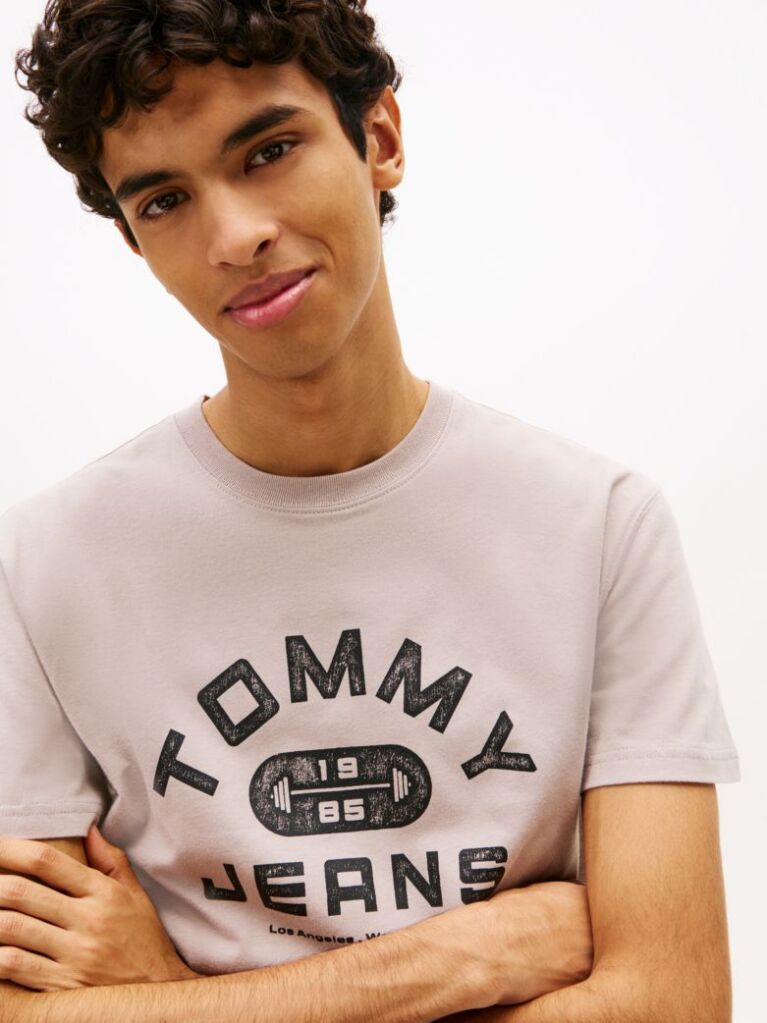 Beige Graphic Crew Neck Jersey T-Shirt  Men