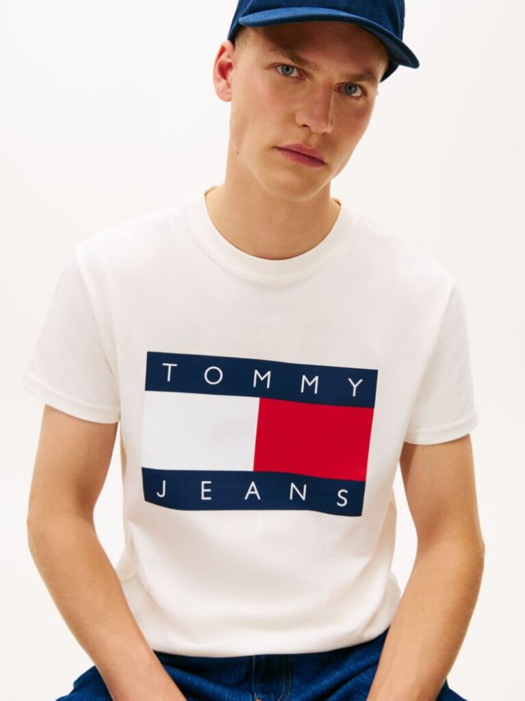 White Flag Badge Jersey Crew Neck T-Shirt  Men