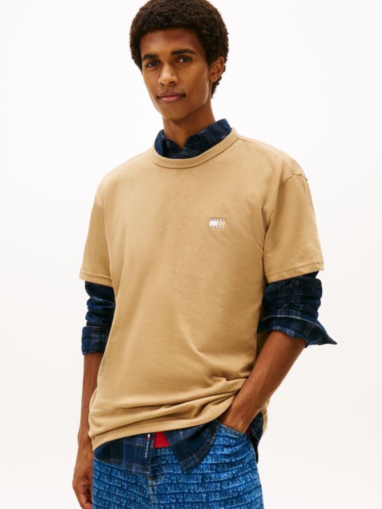Beige Tonal Tommy Badge Jersey T-Shirt  Men