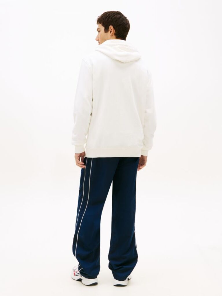 White Signature Logo Terry Drawstring Hoody  Men