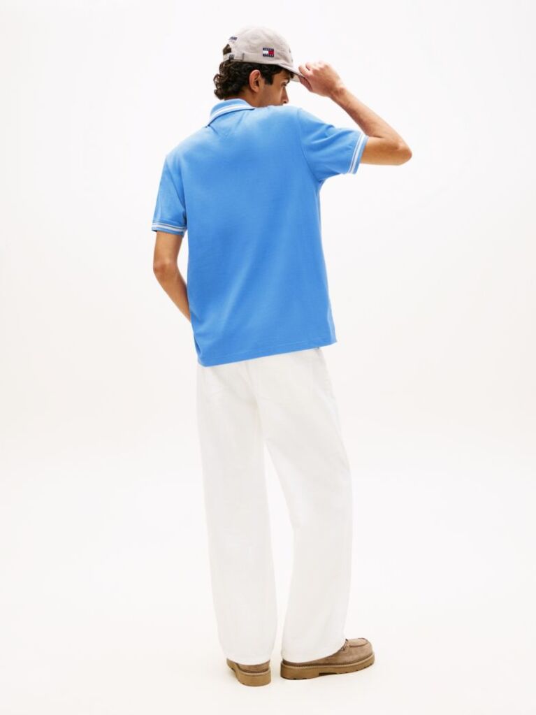 Blue Tommy Flag Regular Fit Tipped Polo Shirt  Men