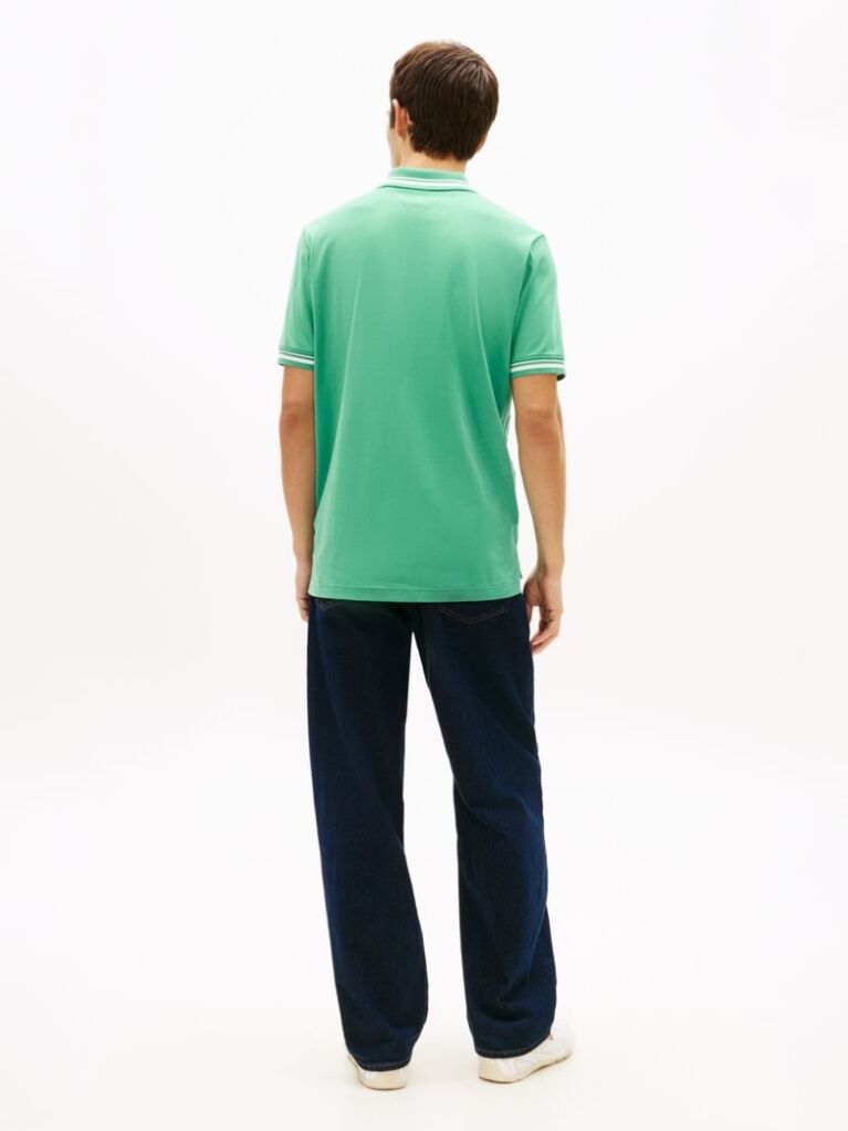 Green Tommy Flag Regular Fit Tipped Polo Shirt  Men