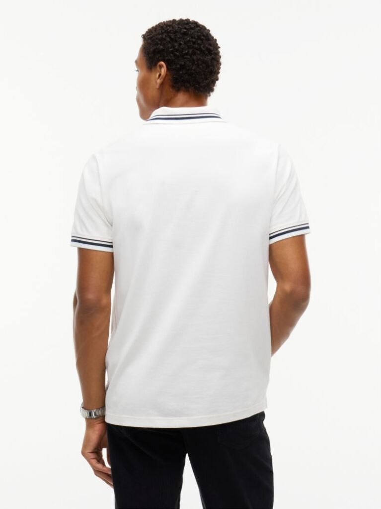 White Tommy Flag Regular Fit Tipped Polo Shirt  Men