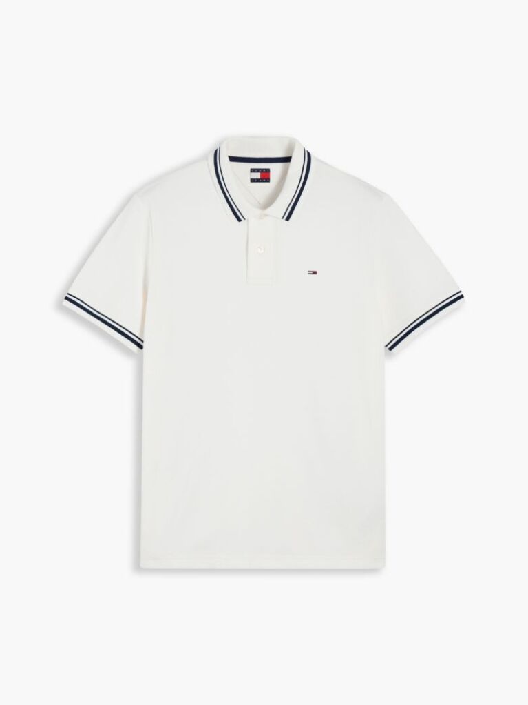 White Tommy Flag Regular Fit Tipped Polo Shirt  Men