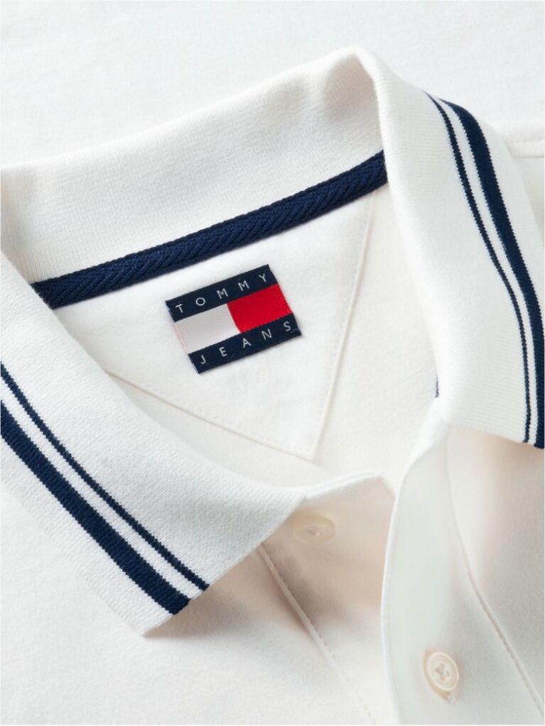 White Tommy Flag Regular Fit Tipped Polo Shirt  Men