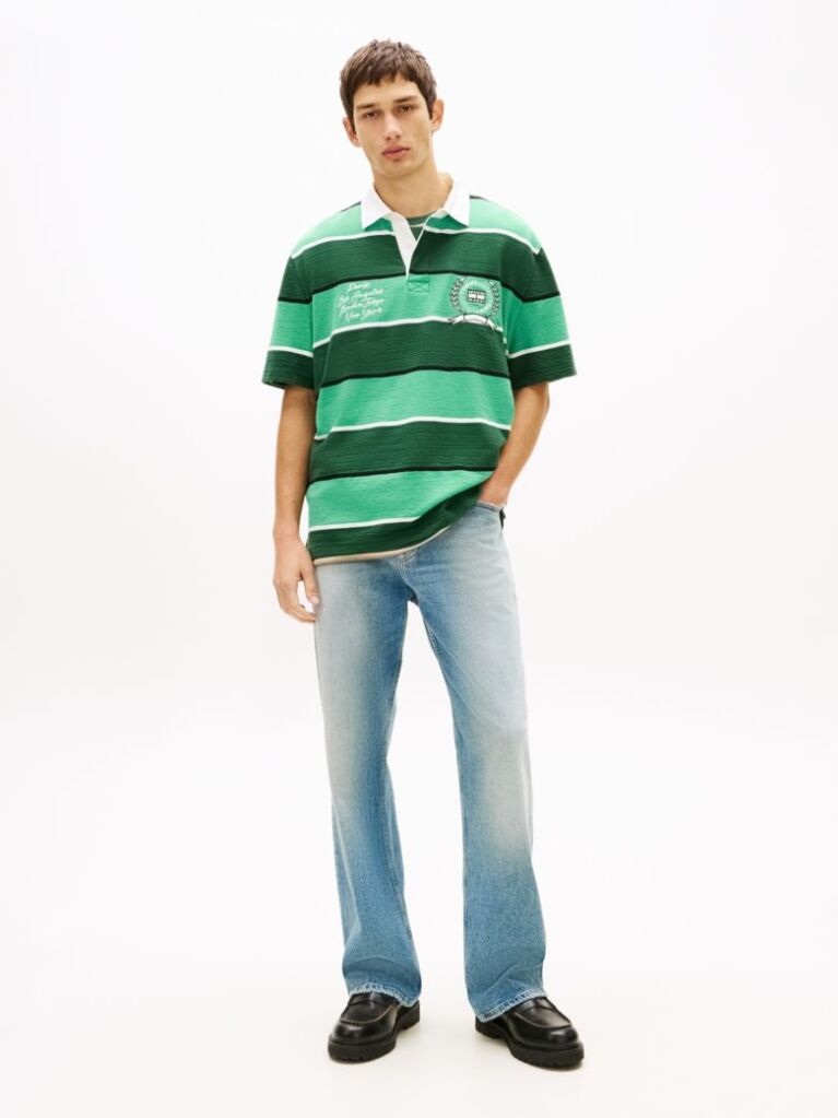 Multi Relaxed Fit Rugby Stripe Embroidery Polo Shirt  Men