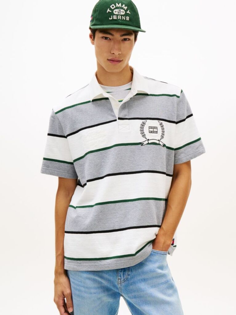 Multi Relaxed Fit Rugby Stripe Embroidery Polo Shirt  Men
