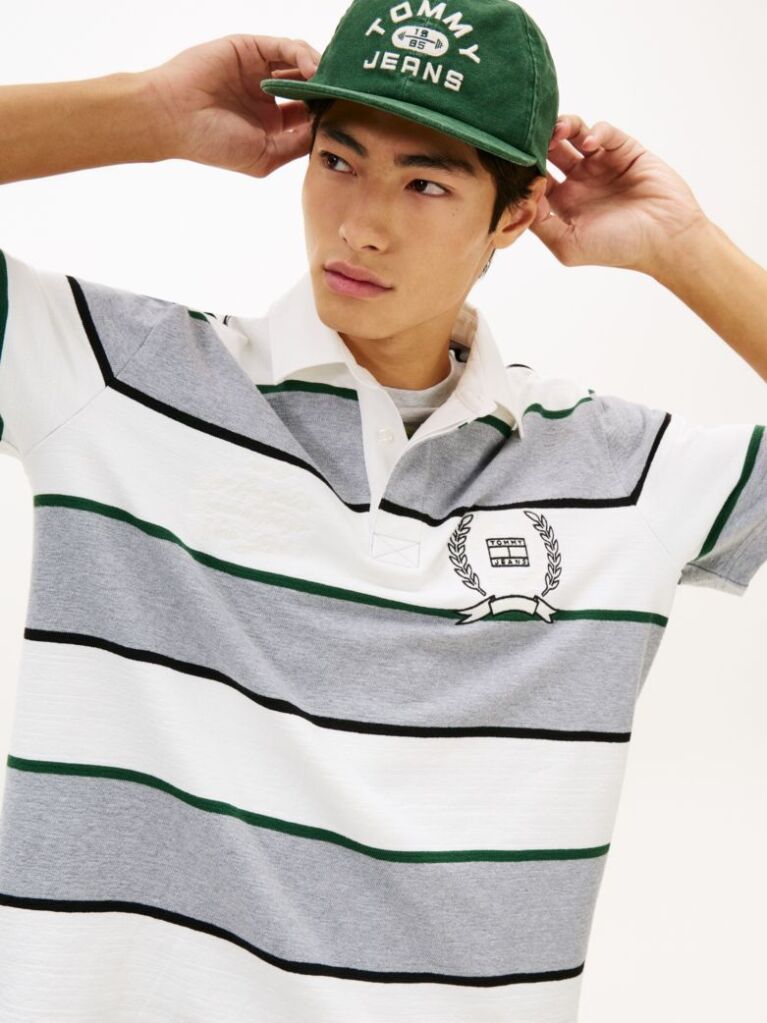Multi Relaxed Fit Rugby Stripe Embroidery Polo Shirt  Men