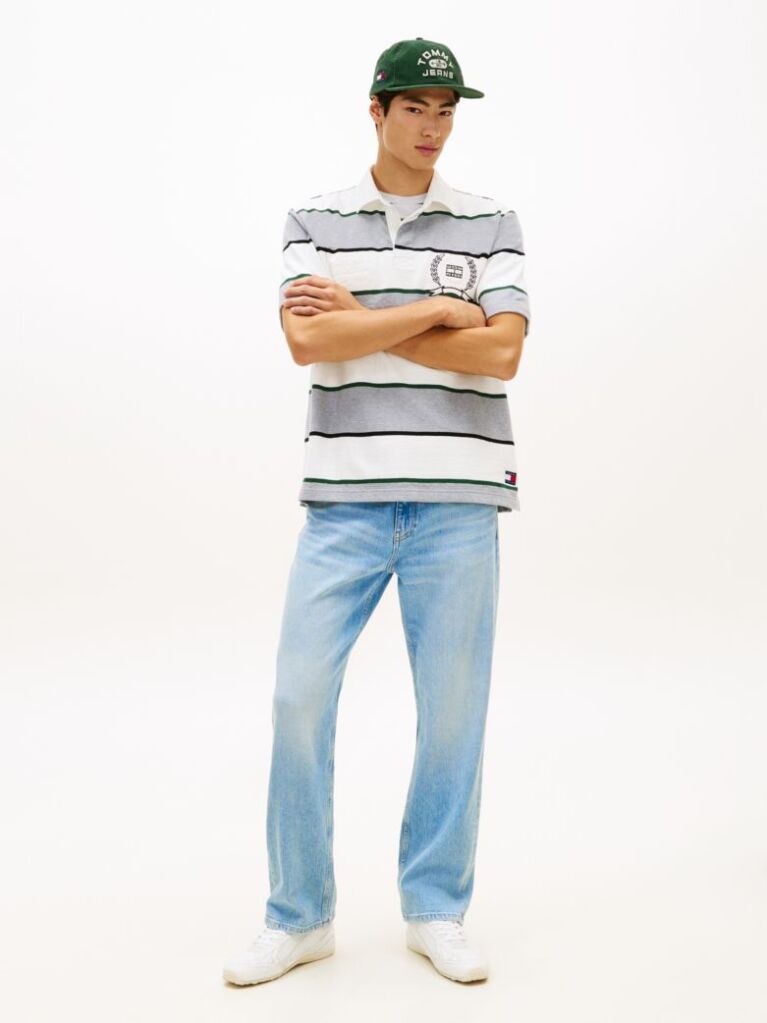 Multi Relaxed Fit Rugby Stripe Embroidery Polo Shirt  Men