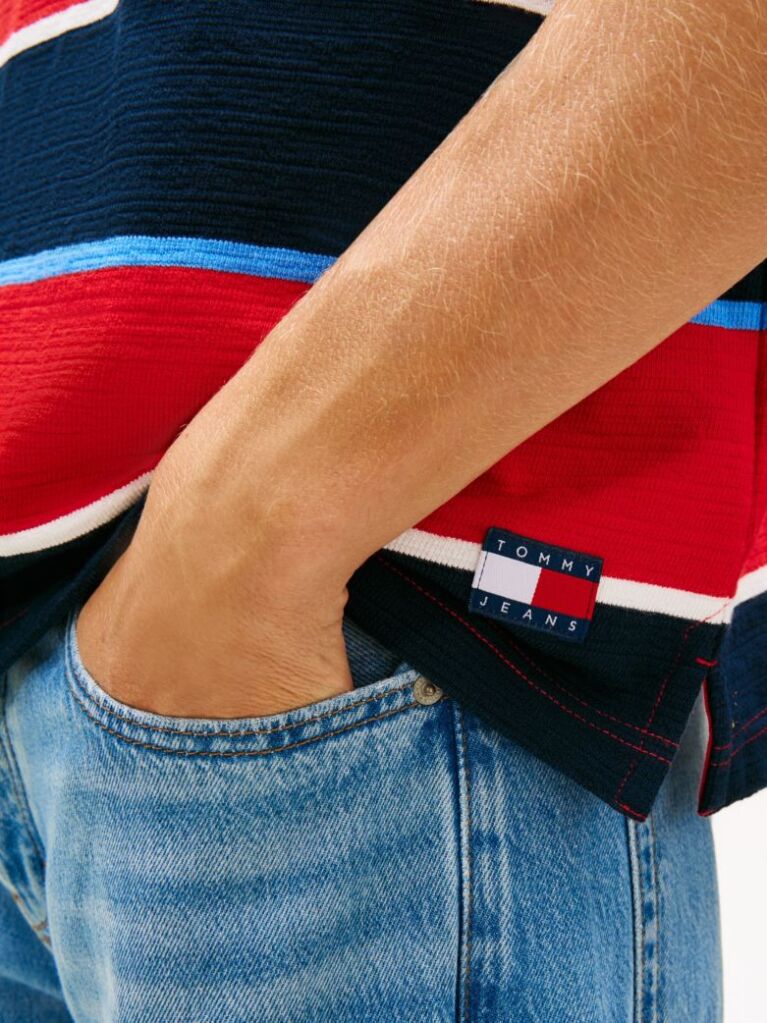 Multi Relaxed Fit Rugby Stripe Embroidery Polo Shirt  Men