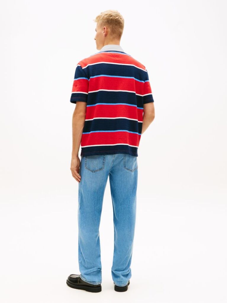 Multi Relaxed Fit Rugby Stripe Embroidery Polo Shirt  Men