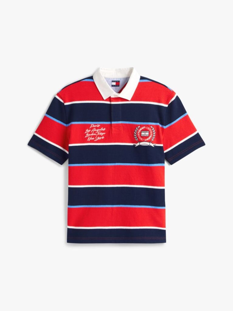 Multi Relaxed Fit Rugby Stripe Embroidery Polo Shirt  Men