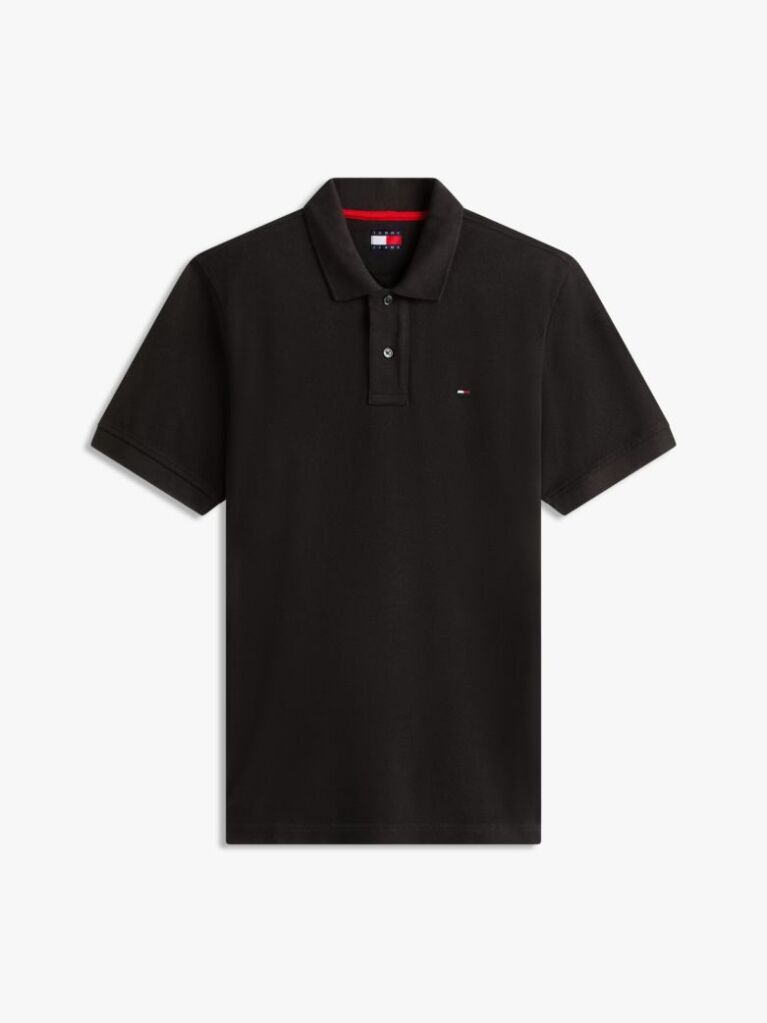 Black Hilfiger Flag Regular Fit Pique Polo Shirt  Men