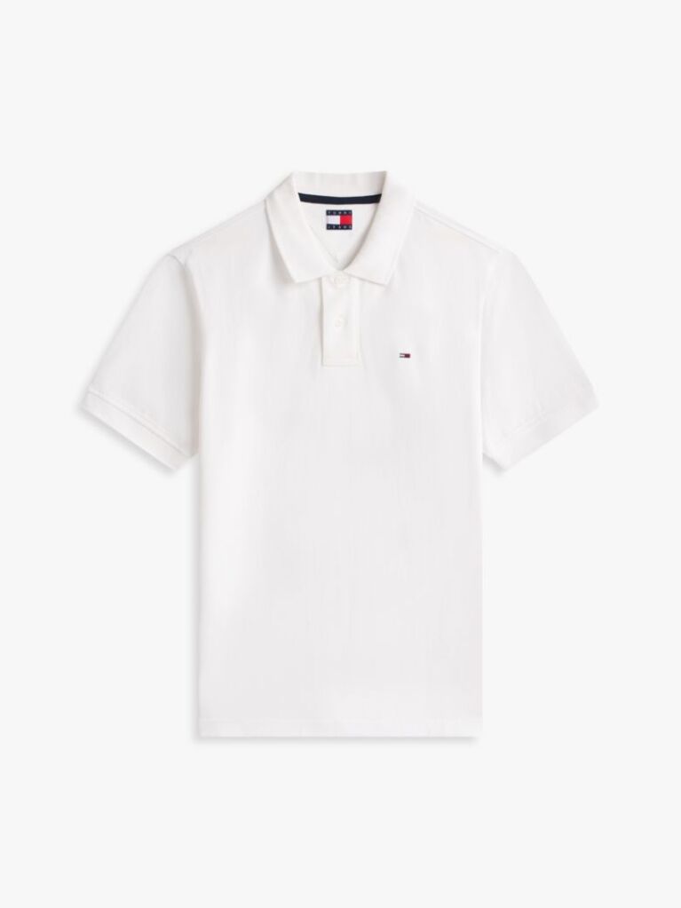 Άσπρο Πόλο Μπλούζα Σε Κανονική Γραμμή Με Hilfiger Σημαιάκι  Άνδρες