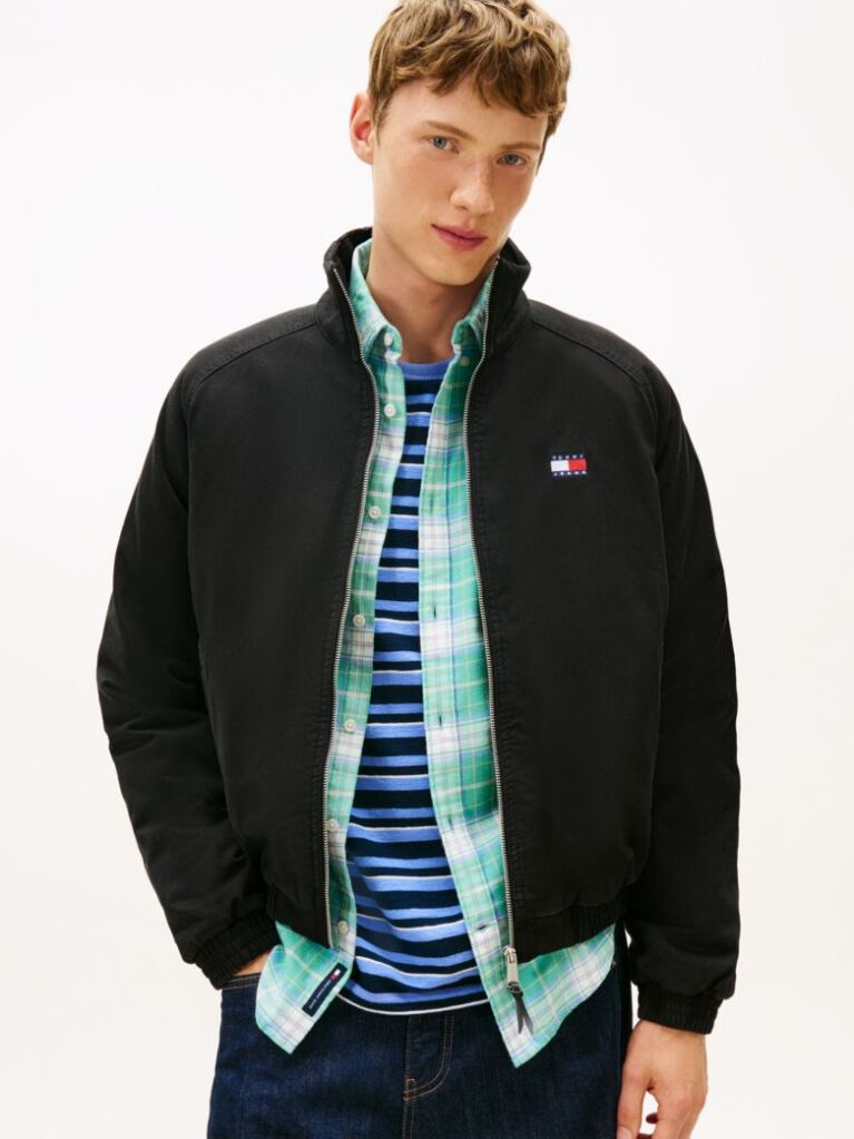 Black Twill Relaxed Padded Jacket  Men