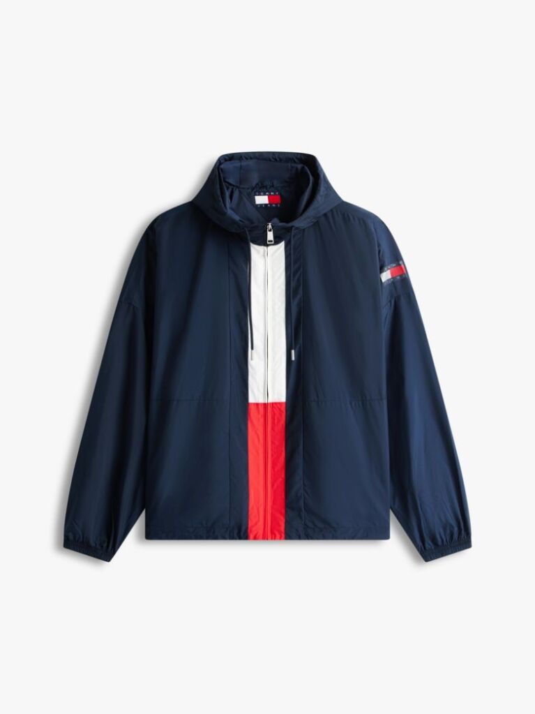 Blue Oversized Colour-Blocked Water Repellent Chicago Windbreaker  Men