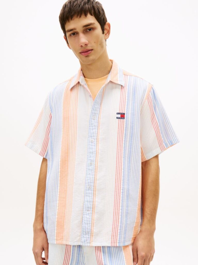 Multi Relaxed Fit Stripe Short Sleeve Shirt  Men