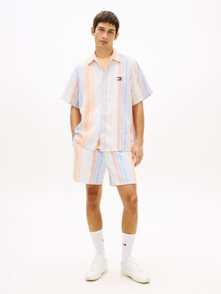 Multi Relaxed Fit Stripe Short Sleeve Shirt  Men
