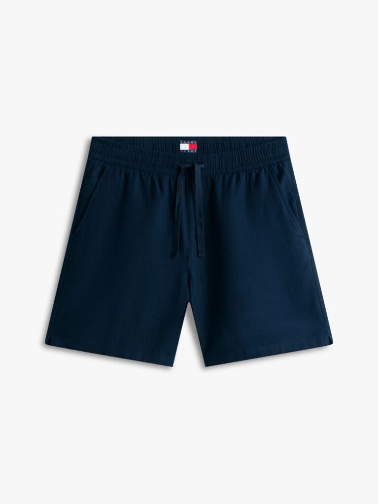 Blue Logo Relaxed Bermuda Shorts With Linen  Men