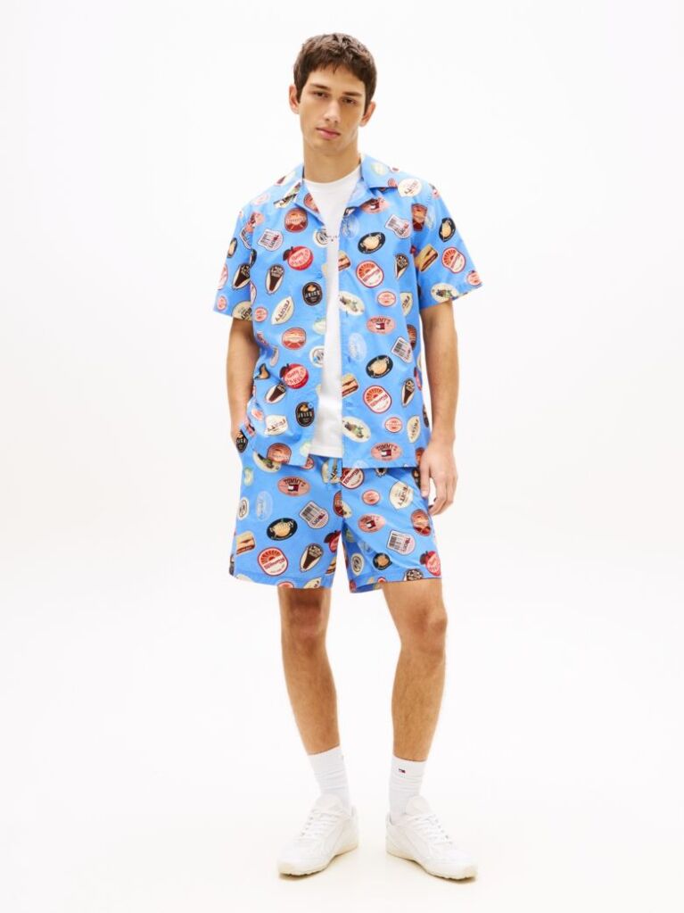 Multi Print Poplin Relaxed Bermuda Shorts  Men