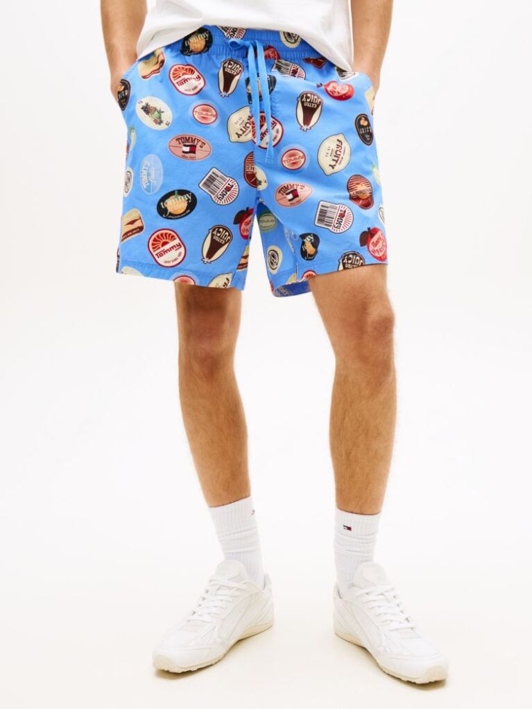 Multi Print Poplin Relaxed Bermuda Shorts  Men