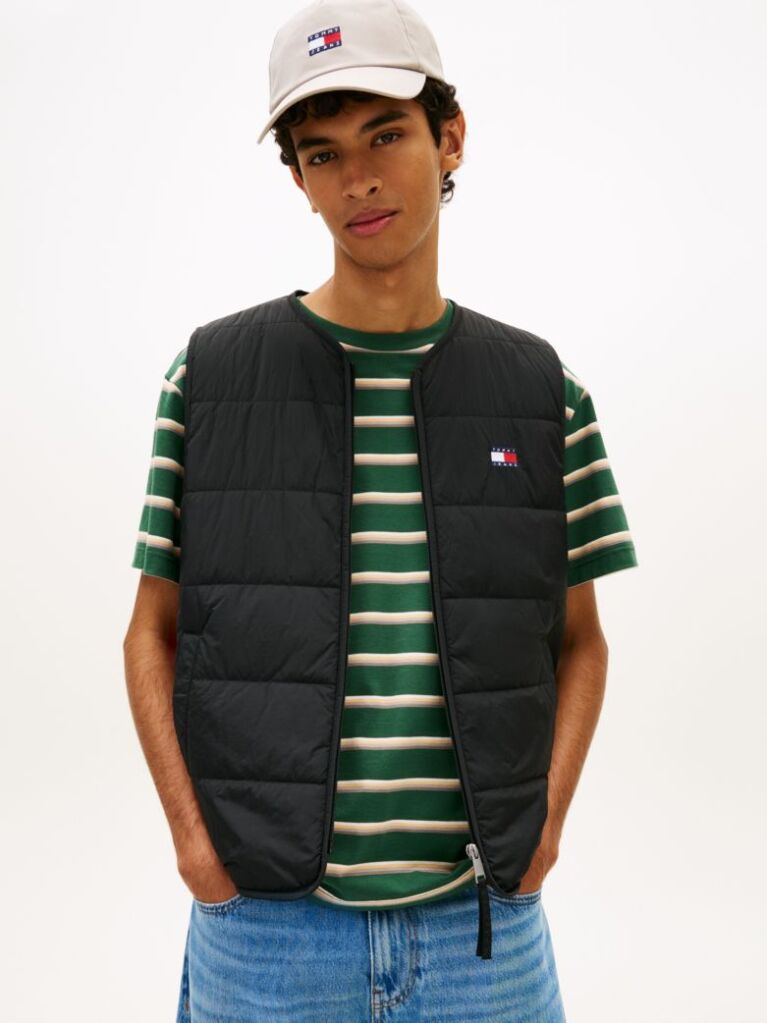 Black Water Repellent Colour-Blocked Back Logo Gilet  Men