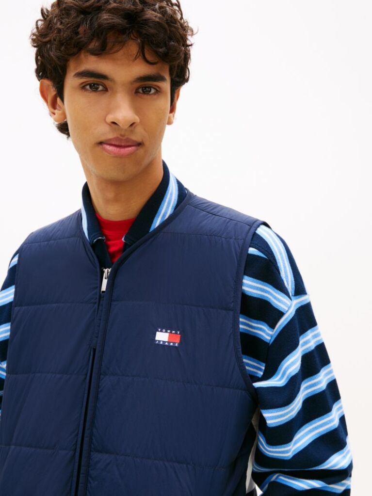 Blue Water Repellent Colour-Blocked Back Logo Gilet  Men