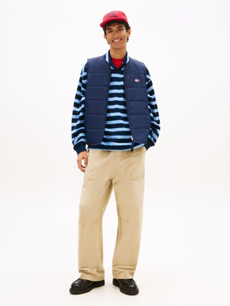 Blue Water Repellent Colour-Blocked Back Logo Gilet  Men