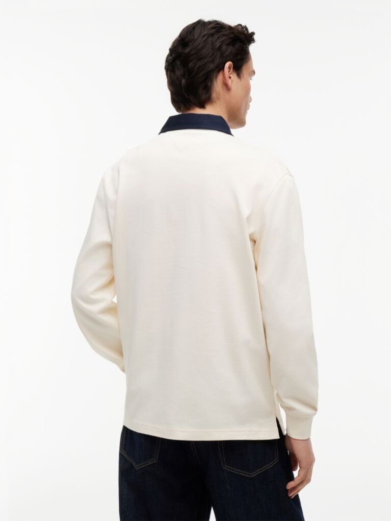 Beige Tommy Badge Relaxed Rugby Shirt  Men