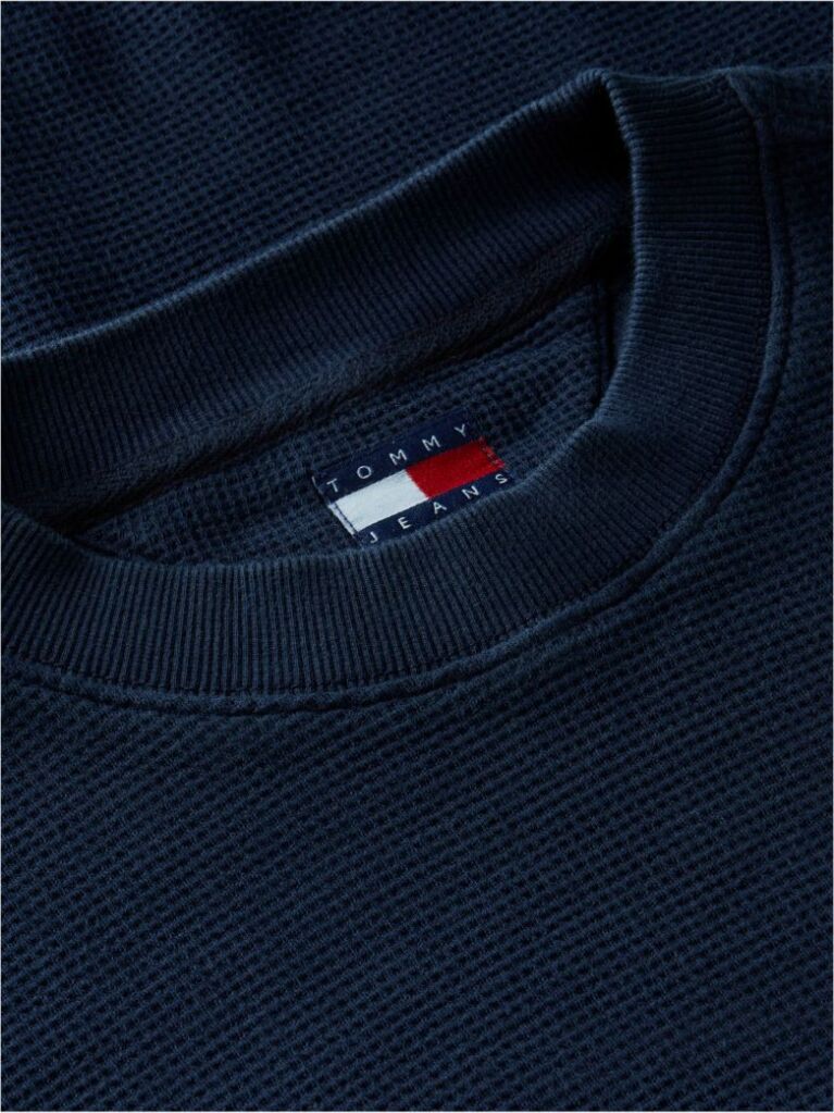 Blue Waffle Knit Relaxed Jumper  Men