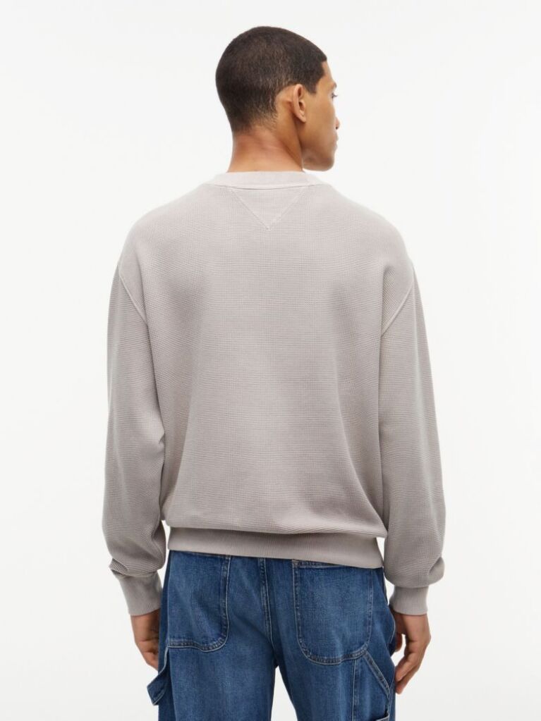 Brown Waffle Knit Relaxed Jumper  Men