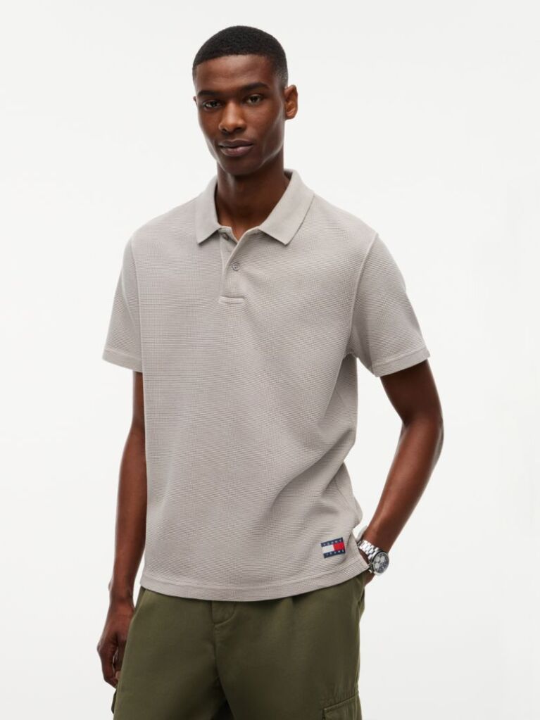 Brown Regular Fit Washed Waffle Knit Polo Shirt  Men