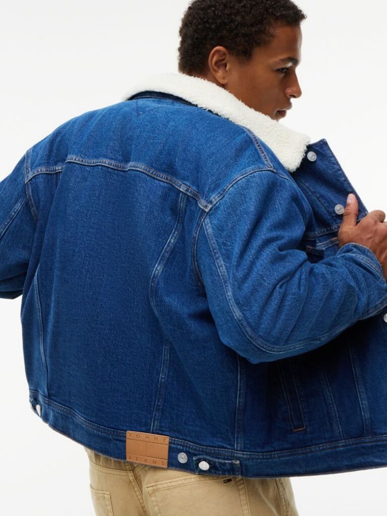 Denim Teddy Collar Denim Trucker Jacket  Men