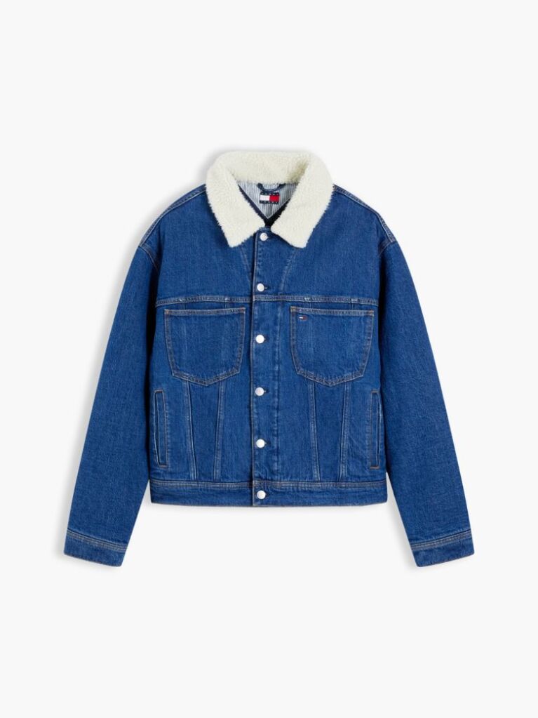 Denim Teddy Collar Denim Trucker Jacket  Men