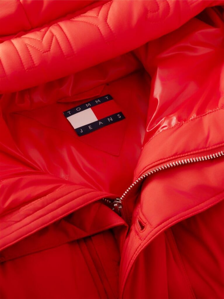 Red Logo Hooded Relaxed Puffer Jacket  Men